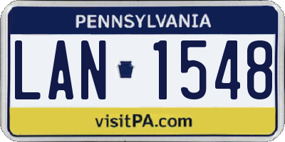 PA license plate LAN1548