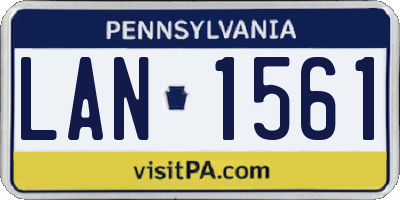 PA license plate LAN1561