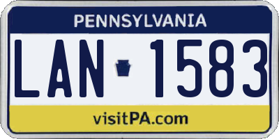 PA license plate LAN1583