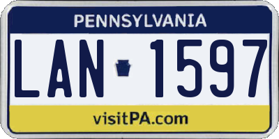 PA license plate LAN1597