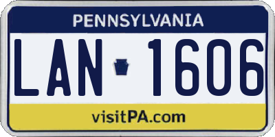 PA license plate LAN1606