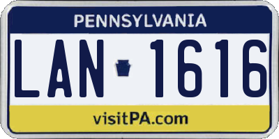 PA license plate LAN1616