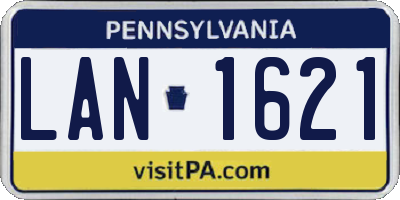 PA license plate LAN1621