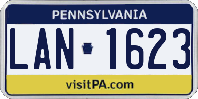 PA license plate LAN1623