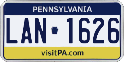 PA license plate LAN1626