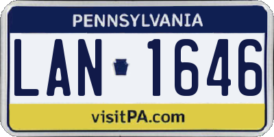 PA license plate LAN1646