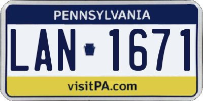 PA license plate LAN1671