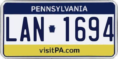 PA license plate LAN1694