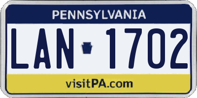 PA license plate LAN1702