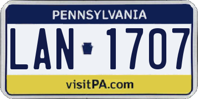 PA license plate LAN1707