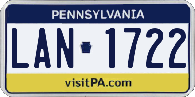 PA license plate LAN1722