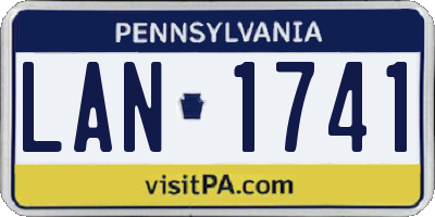 PA license plate LAN1741