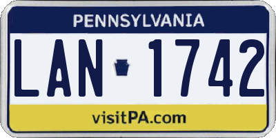 PA license plate LAN1742