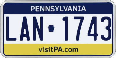 PA license plate LAN1743