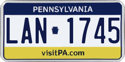 PA license plate LAN1745