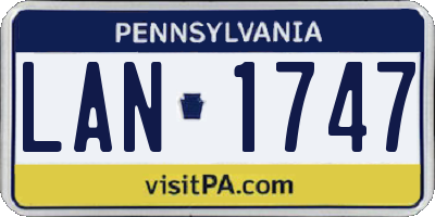 PA license plate LAN1747