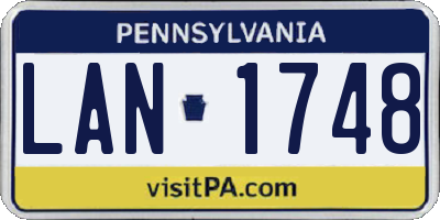 PA license plate LAN1748