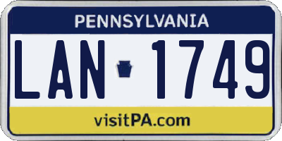 PA license plate LAN1749