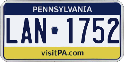 PA license plate LAN1752
