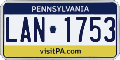 PA license plate LAN1753