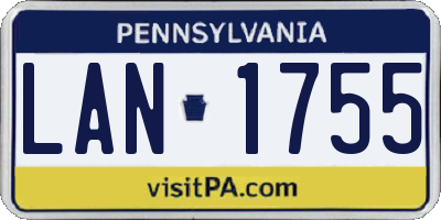 PA license plate LAN1755
