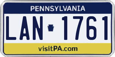 PA license plate LAN1761