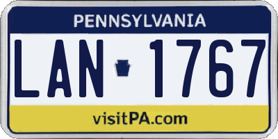 PA license plate LAN1767