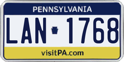 PA license plate LAN1768