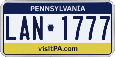 PA license plate LAN1777