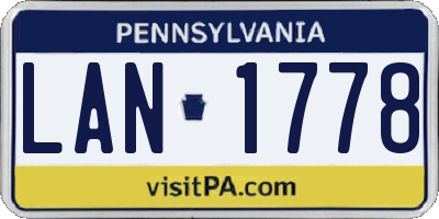 PA license plate LAN1778