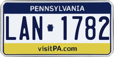 PA license plate LAN1782