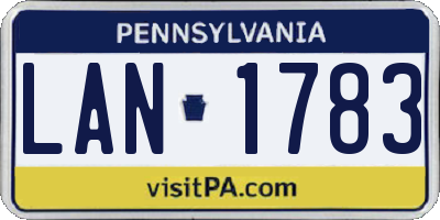 PA license plate LAN1783