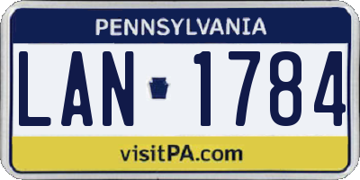 PA license plate LAN1784