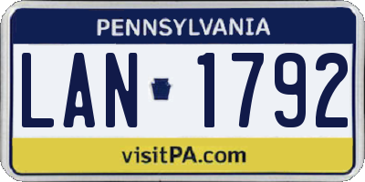 PA license plate LAN1792