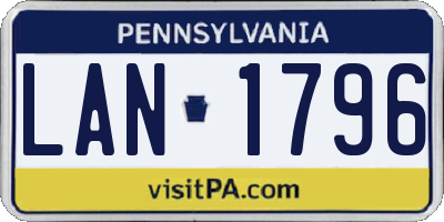 PA license plate LAN1796