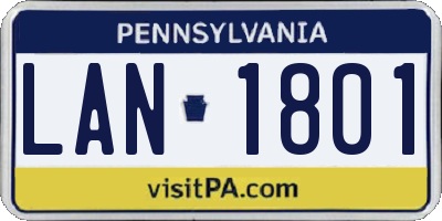 PA license plate LAN1801