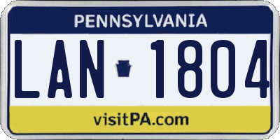 PA license plate LAN1804