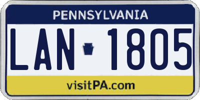 PA license plate LAN1805
