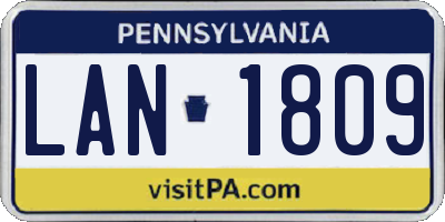 PA license plate LAN1809