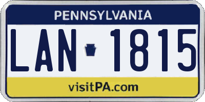 PA license plate LAN1815