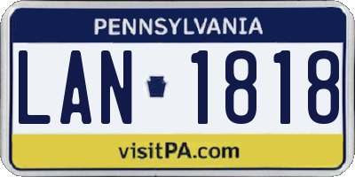 PA license plate LAN1818