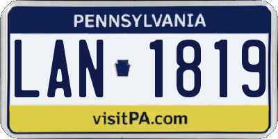 PA license plate LAN1819