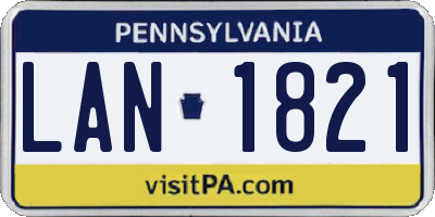 PA license plate LAN1821