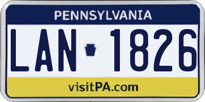 PA license plate LAN1826