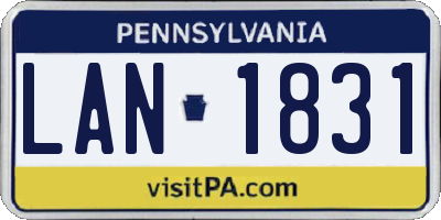 PA license plate LAN1831