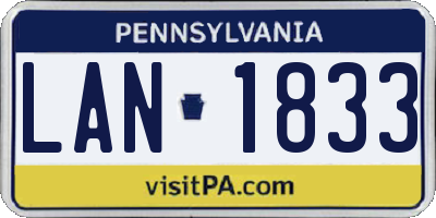 PA license plate LAN1833