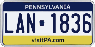 PA license plate LAN1836