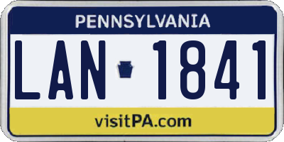 PA license plate LAN1841