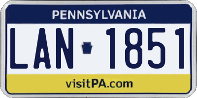 PA license plate LAN1851