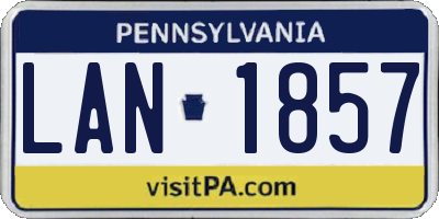 PA license plate LAN1857